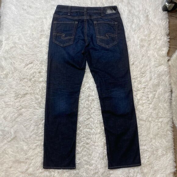 Silver Grayson Jeans Mens 36X32 Dark Blue Denim Straight Leg LIKE NEW - Picture 6 of 11
